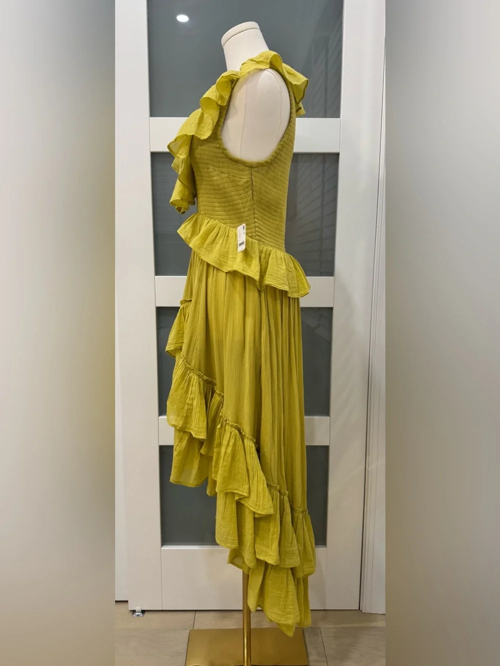 Free People Silent Lime Ruffle Maxi Dress NWT XS $118